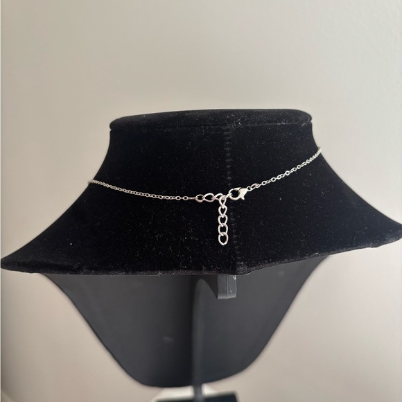 Sterling Silver Heart Charm Station Necklace in Silver - Picture 7 of 7